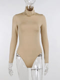 Turtleneck Bodysuits Basic Black Female Autumn Long Sleeve Fashion Sexy Casual Slim Sport Tops Overall For Women