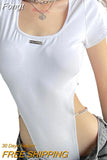 Women Summer Bodysuit, Round Neck Short Sleeve Chains Decorative High Waist Rompers for Girls,