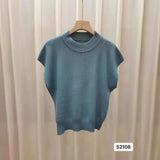Summer New Korean Version Of The Elegant Round Neck Pure Color Simple Thin Sexy Sleeveless