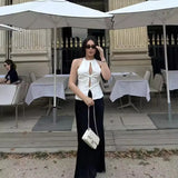 Fongt Summer New Women's Bow Hanging Neck Collar Shorts Skirt
