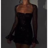 Fongt Babes Dress Black Flashing Little Dress Perspective Elasticity