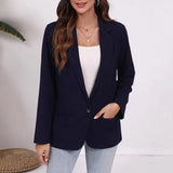 Fongt Wish Spring And Autumn Fashion Splicing Collar Repair Cardigan Temperament Blazer