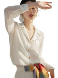 Fongt Temperament White Shirt Long-Sleeved Spring And Autumn New Unique Fashion Beautiful Shirt Early Autumn Women's Chiffon Top