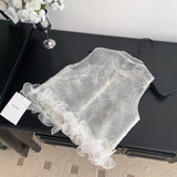 Fongt Style Fashion Multifunctional Vest Women Summer Thin Three-Dimensional Lace Sleeveless Open Shirt Embroidery Net