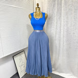 Fongt Fashion Folding Wave Half-Dress French Sweet High-Waisted A-Shaped Skirt Mid-Long Folds Skirt
