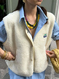 Fongt Short-Edose Vest 2025 New Casual Wind Loose Double Pocket Single Row Buckle Top