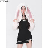 Sweet Lolita Knitted Sweater Dress Women Bow Pink Kawaii Party Mini Dresses Female Black Korean Fashion Dresses Winter-Outfit