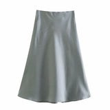 Fongt 2025 New Tight Waist Simple Set Solid Color Lirt Solid Color Half Body Skirt