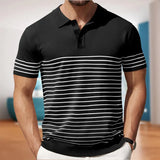Fongt Men's Men's Casual Ball Striped Knits Ice Shuang Silk Knitting Business Polo