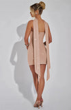 Sequin Tube Bodycon Mini Dress With Sparkle Scarf Collar-Outfit