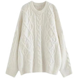 Fongt Winter Korean Version Loose Joker Knit Sweater Coat Tide Languid Lazy Wind Student Restore Ancient Ways Mahua Pure Color Add Thick Sweater Female-Outfit