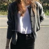 New Round-Necked Purple Sweater In Early Autumn Is Loose And Wears A Sweater Coat.-Outfit