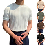 Fongt Summer New Men's Round Collar Solid Color Long-Sleeved Knit Jacket Hollow Out Breathable Cool Short-Sleeved