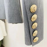 QUALITY Newest 2023 Designer Jacket Star Style Women's Classic Lion Buttons Double Breasted Slim Fitting Blazer Pale