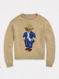 Fongt Women's Clothing Cartoon Bear Round Collar Long-Sleeved High-Necked Loose Knitted Sweater For Autumn And Winter 2025