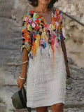 Elegant Floral Print Dress 703-0-Outfit