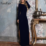 Long Sleeve Maxi Party Dress Women White Yellow Black Floor Length High Split Backless Sexy Long Club Dress