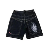 Sales Shorts Y2K Pants Harajuku Hip-Hop Lucky 7 Pattern Retro Blue Baggy Jeans-Outfit