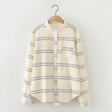 New Women Dandelion Print Cotton White Shirt Breathable Stand Collar Button Up Blouse Female Casual Basic Tops