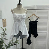 Fongt Shooting Irregular Kinky Skirt Shaved Belly Thin Sling Vest Design Slim Slime Sleeveless Top 9150