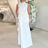 Spring 2025 New Fashion Sexy Sleeveless Three-Dimensional Flower Splicing Design Slimming Long