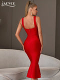 2022 New Summer Women Black Bandage Dress Sexy Spaghetti Strap Sleeveless Bodycon Club Celebrity Evening Party Lady