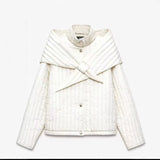 Fongt Women's Clothing 2025 New Korean Version Of Susture Loose Removable Scarf Cotton Jacket Jacket