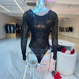 Fongt Sexy Tight Height Knitted Perspective Long-Sleeved Hot-Sleeved