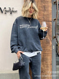 Fongt Autumn And Winter New Pure Cotton Water Wash Old Sweater Women In Batik Retro Print Top Lady