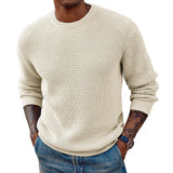 Fongt Solid Color Round Neck Sweater Jumper Sweater Men's Long Sleeve Jumper Sweater