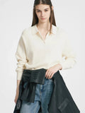 Fongt Autumn And Winter Polo Collar Solid Color Sweater Women's Casual Knitted Shirt Hot Sale