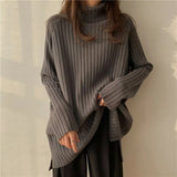 Fongt New Fall / Winter 2023 Retro Lazy Wind Coat With A Long-Sleeved Knit Bottom Turtleneck-Outfit