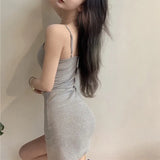 Backless Irregular Sling Dress Summer Women's New Slim Mini Dress-Outfit