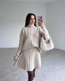 Fongt Solid Color Round Collar Loose Blouse Simple Dress Set In Autumn 2025