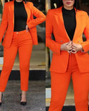 2023 Women's Pant Sets Formal Business Double Breasted Blazers Jacket Pants 2 Piece Set Solid Elegant Ladies Pant Suits
