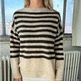 Fongt New Knitwear Women's High-End Casual Casual Lazy Style Women's Striped Sweater