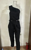 Fongt Summer New Hottie Collar Hanging Neck Repair On The Body Of High-Waisted Straight Trousers Set