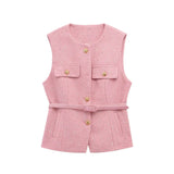 Fongt New With Belt Beads Texture Vest 9298725