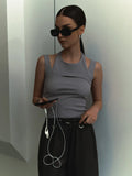 Fongt Summer Street Sports Sleeveless Vest Hottie Sexy Sleeveless Outside Wear Temperament Bottom Short