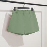 Fongt And Summer Slim Show Thin Shorts Female Blue New 2024 Korean Version Design Sense Casual A Word Wear Wide-Leg Pants-Outfit