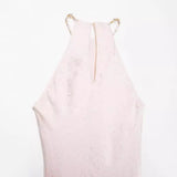 Fongt New Folded Beads Hanging Neck Long Dress 1165152