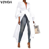 Women Long Blouse 2021 Autumn Long Lantern Sleeve Party Shirts Casual Asymmetric Tops Tunic Blusas