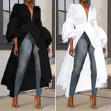 Women Long Blouse 2021 Autumn Long Lantern Sleeve Party Shirts Casual Asymmetric Tops Tunic Blusas