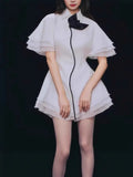 Fongt Temperament Lotus Leafy Skirt In Autumn 2025 New Collar Three-Dimensional Flowers Slimming Dress Women's