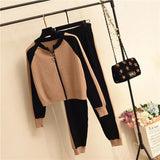 Tracksuit 2 Piece Sets Womens Outfits Long Sleeve Cardigan Coat Casual Pants Suit Roupas Fashion Knitted Set Y2k