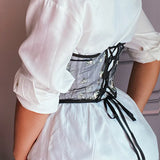 Fongt Short Embroidery Strap Girded Waist Small Vest Woman Outside The Repair Of Temperament Mesh Shape Waist Seal Woman