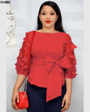 African Dresses For Women Top Dashiki African Clothes Africa Dress Mesh Bow Ladies Tops Clothing Ankara Plus Size African