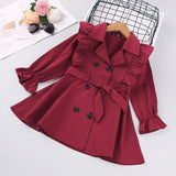 Toddler Girls Clothes Autumn Winter Long Sleeve Fashion Trench Coats Children Solid Outerwear with Sashes Costume