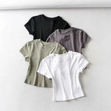 Fongt And Summer Short Thread Slim T-Shirt Women's Short-Sleeved Jacket-Outfit