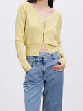 Fongt Spring New Product Fashionable Pure Lust Wind V Collar Single Buckle Gentle Comfortable Small High-Waist Knitted Open Shirt Outside The Female